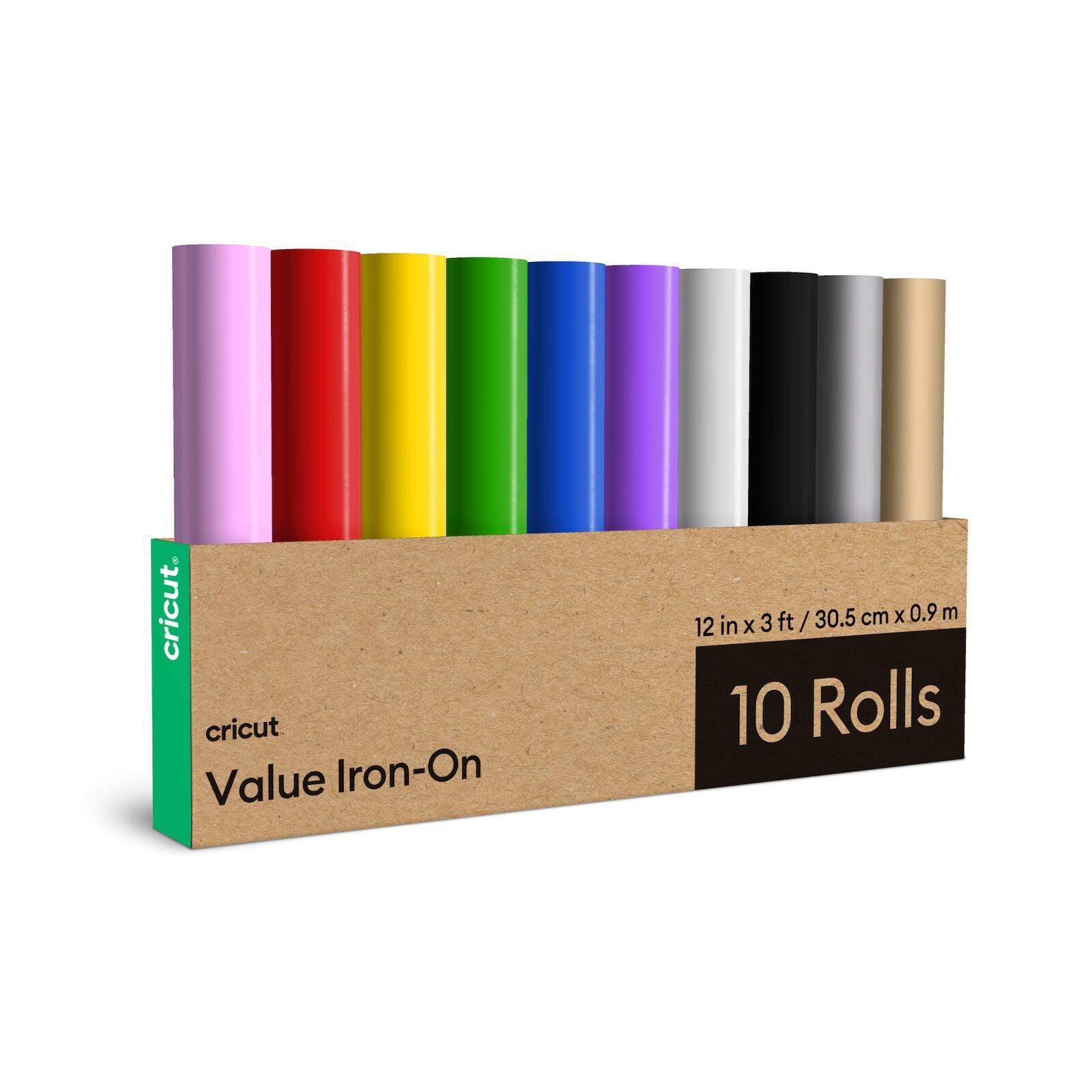 cricut Value Iron-On  
3 ft / 30.5 cm x 0.9 m  
12 in x 10 Rolls