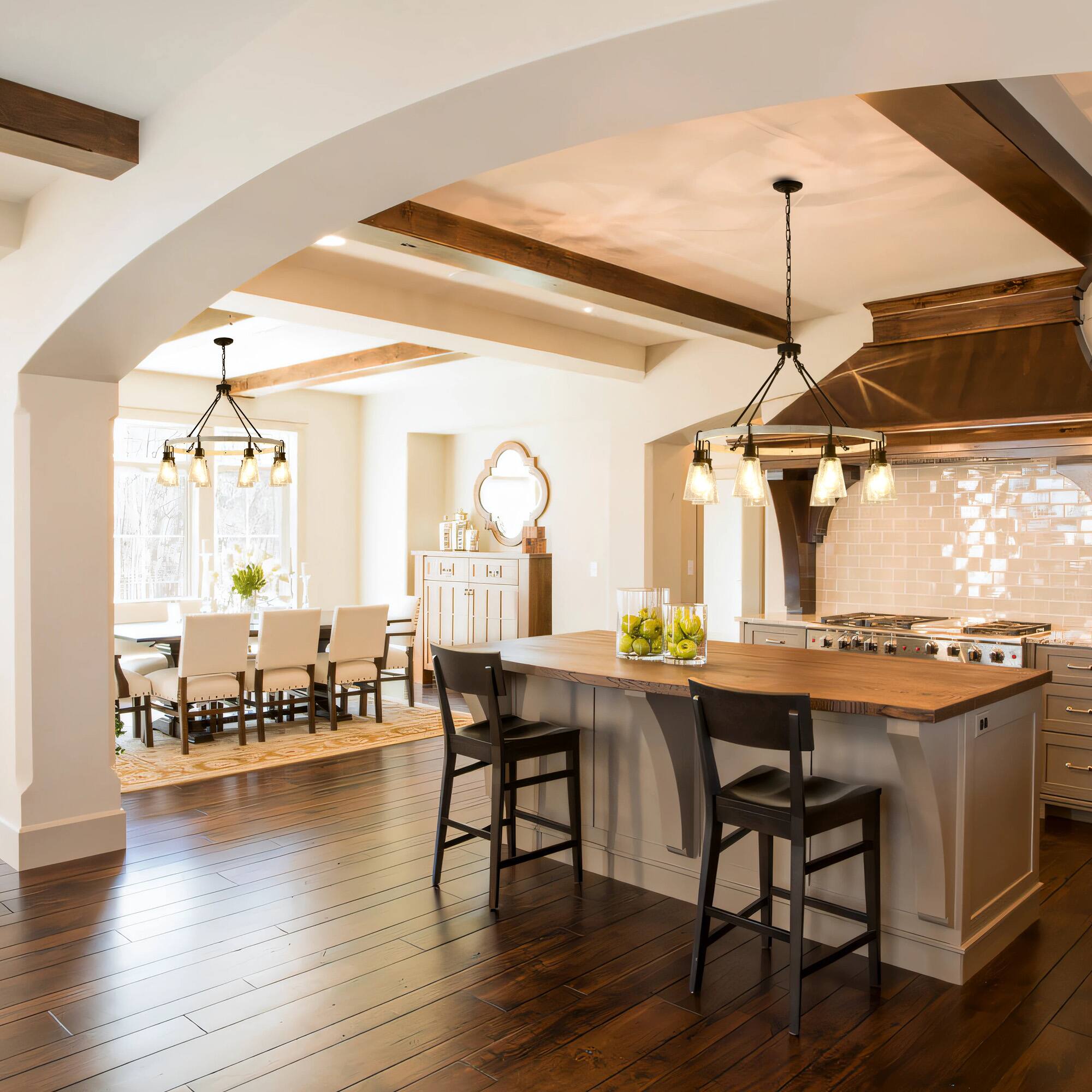 Alt View 5. RYHNUYNE - 8-Light Wooden Wagon Wheel Chandelier, Rustic Round Chandeliers for Dining Room Foyer,Farmhouse Chandelier Light Fixture - Black.