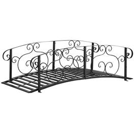 Outsunny - Metal Arch Backyard Garden Bridge, Safety Siderails, Arc Footbridge for Backyard Creek - Black