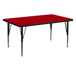 Emma + Oliver - 30x60 Rectangle Laminate Adjustable Preschool Activity Table - Red