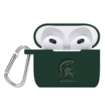 Front. Affinity Bands - Michigan State Spartans Debossed Silicone AirPods Gen Three Case Cover - Multicolor.