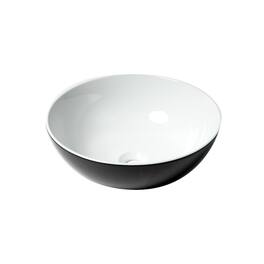Alfi - White 15" Round Vessel Above Mount Ceramic Sink - Black