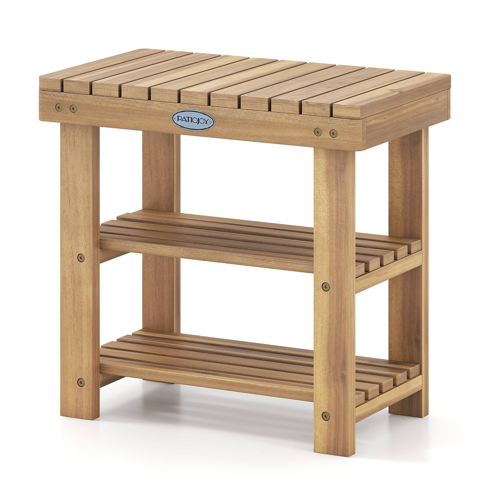 Alt View 9. Costway - Costway Solid Wood Shoe Rack Bench, 3-Tier Free Standing Shoe Organizer for Front Door - Natural.
