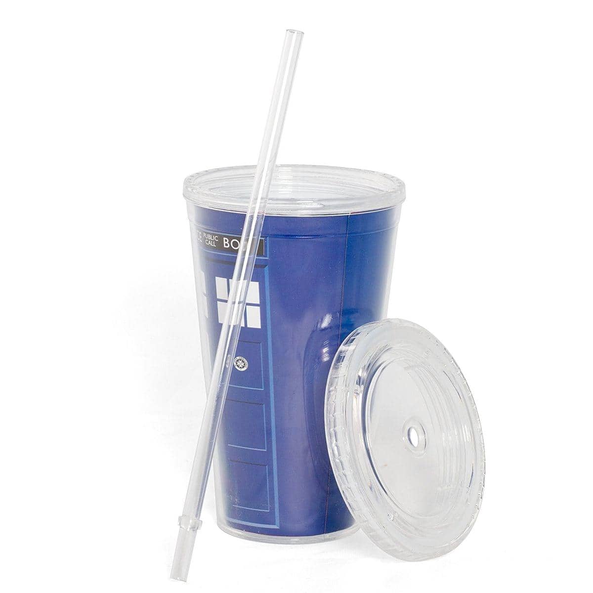 Seven20 - Doctor Who 16oz TARDIS Carnival Cup with Lid & Straw - Blue