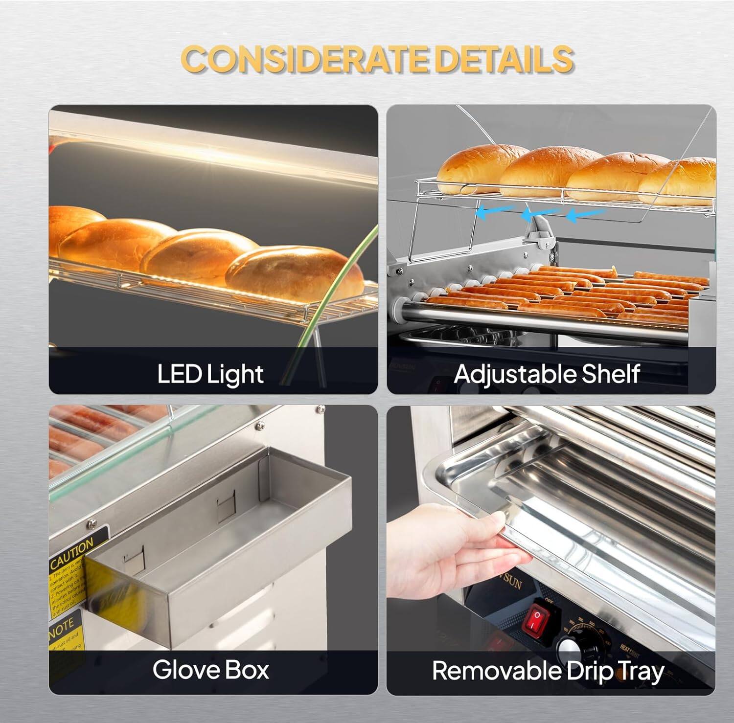 CONSIDERATE DETAILS

- LED Light
- Adjustable Shelf
- Glove Box
- Removable Drip Tray