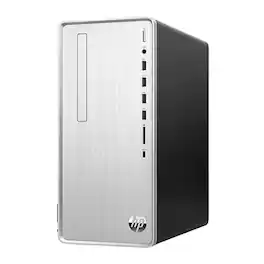 HP - Pavilion Desktop PC, AMD Ryzen 5 5600G, 12GB RAM, 512GB SSD, Windows 11 Home, Wi-Fi 5, Bluetooth, 9 USB Ports - Natural Silver