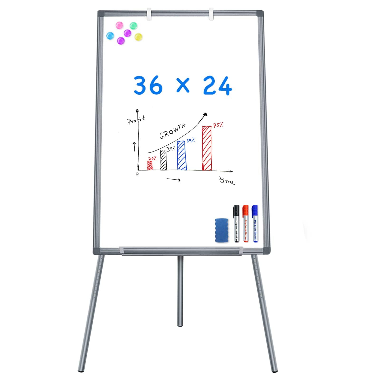 HOMLUX - Bulletin Boards - Portable Dry Erase 36 x 24 Tripod Height Adjustable, 3' x 2' Flipchart Stand White Board - Gray price history on PriceWatchPro