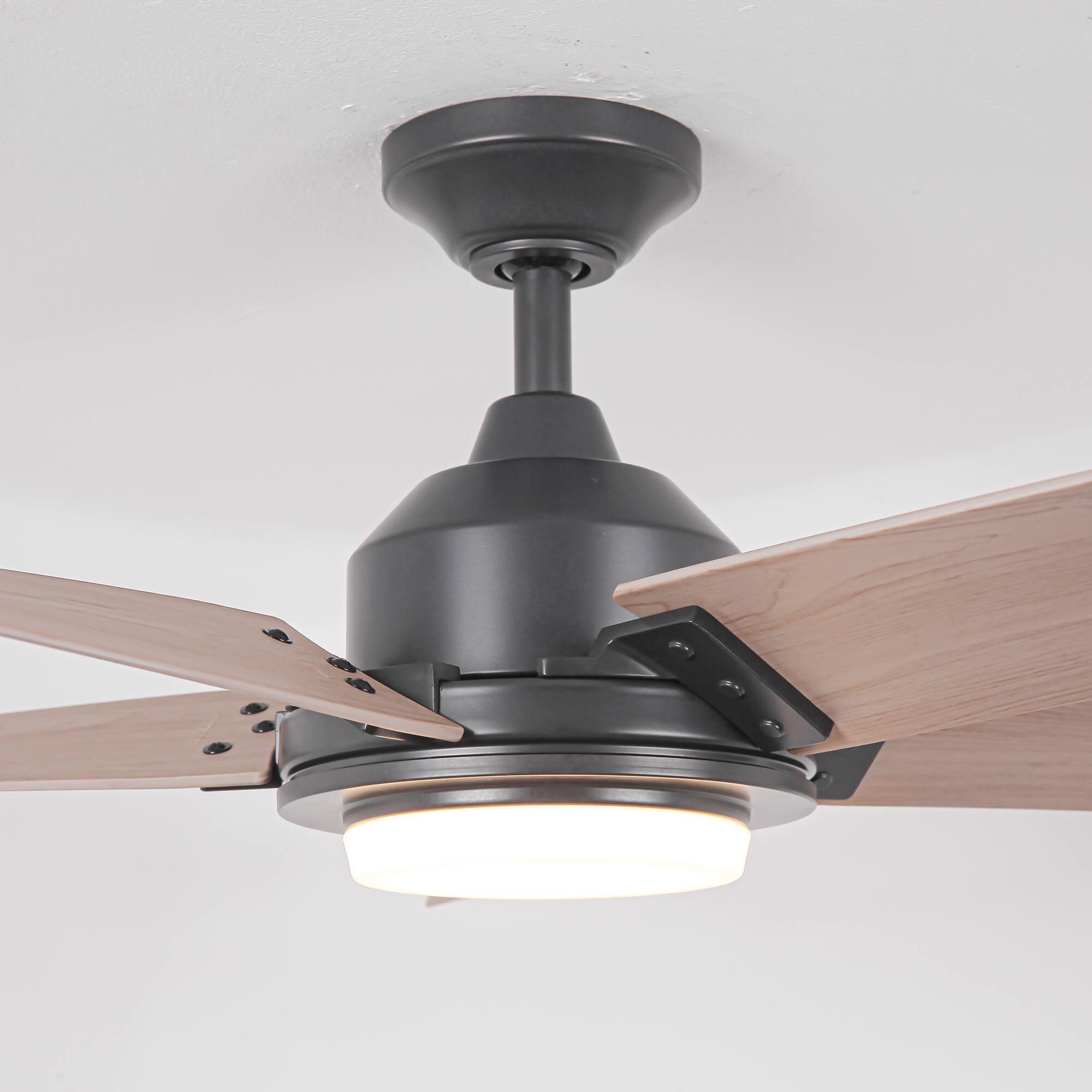 Alt View 7. Parrot Uncle - 52-inch Black LED Ceiling Fan with Remote - Black.