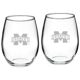 Jardine - Mississippi State Bulldogs 2-Piece 21oz. Stemless Wine Glass Set - Multicolor