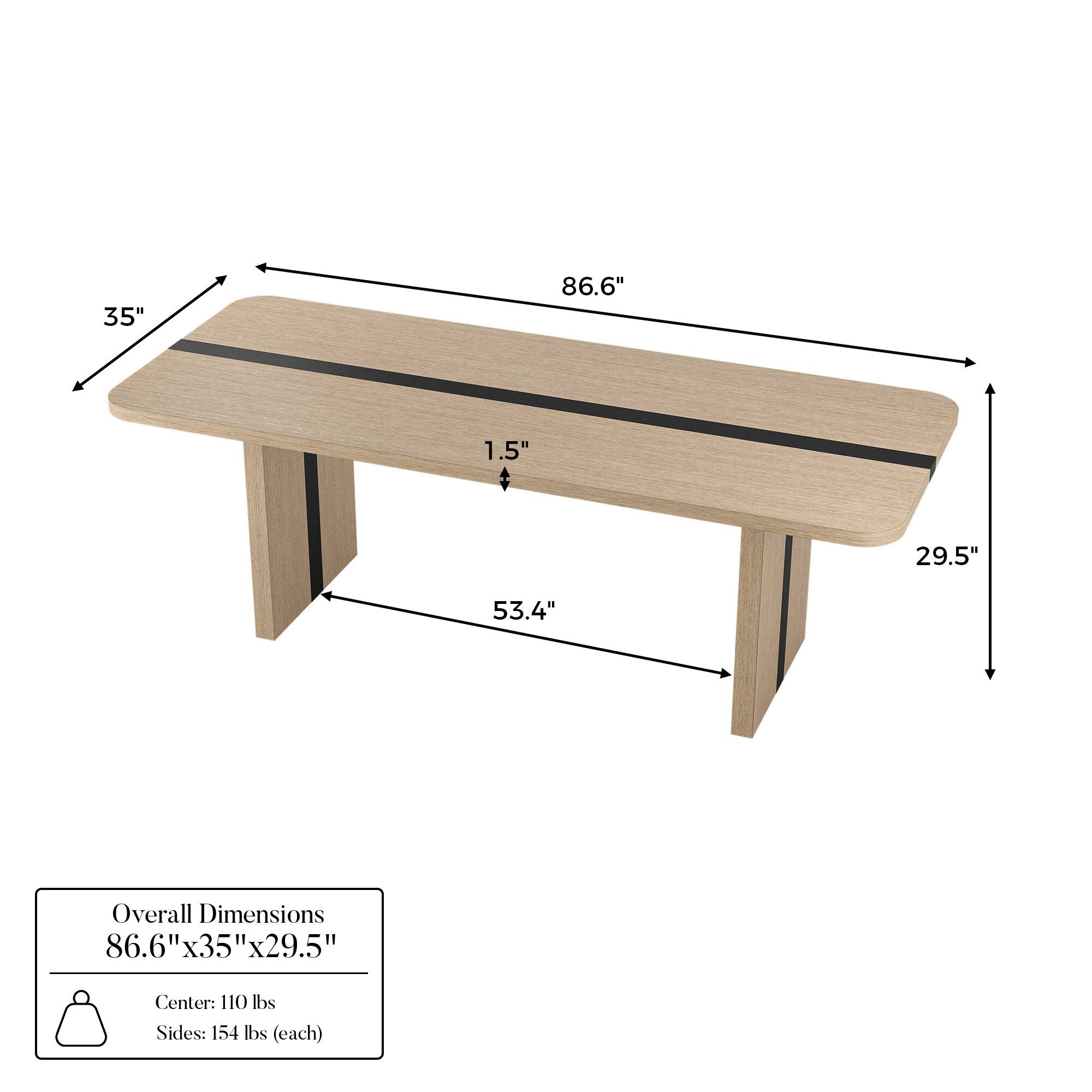 35" 86.6" 1.5" 29.5" 53.4" Overall Dimensions 86.6"x35"x29.5" Center: 110 lbs Sides: 154 lbs (each)