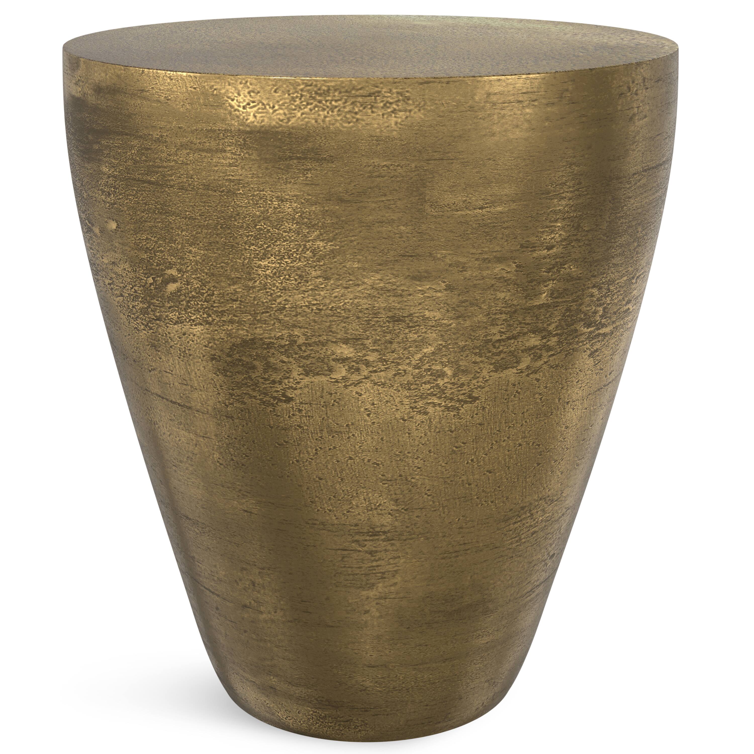 Simpli Home - Cavan Contemporary 17 inch Wide Cast Aluminum Side Table, Fully Assembled - Antique Brass