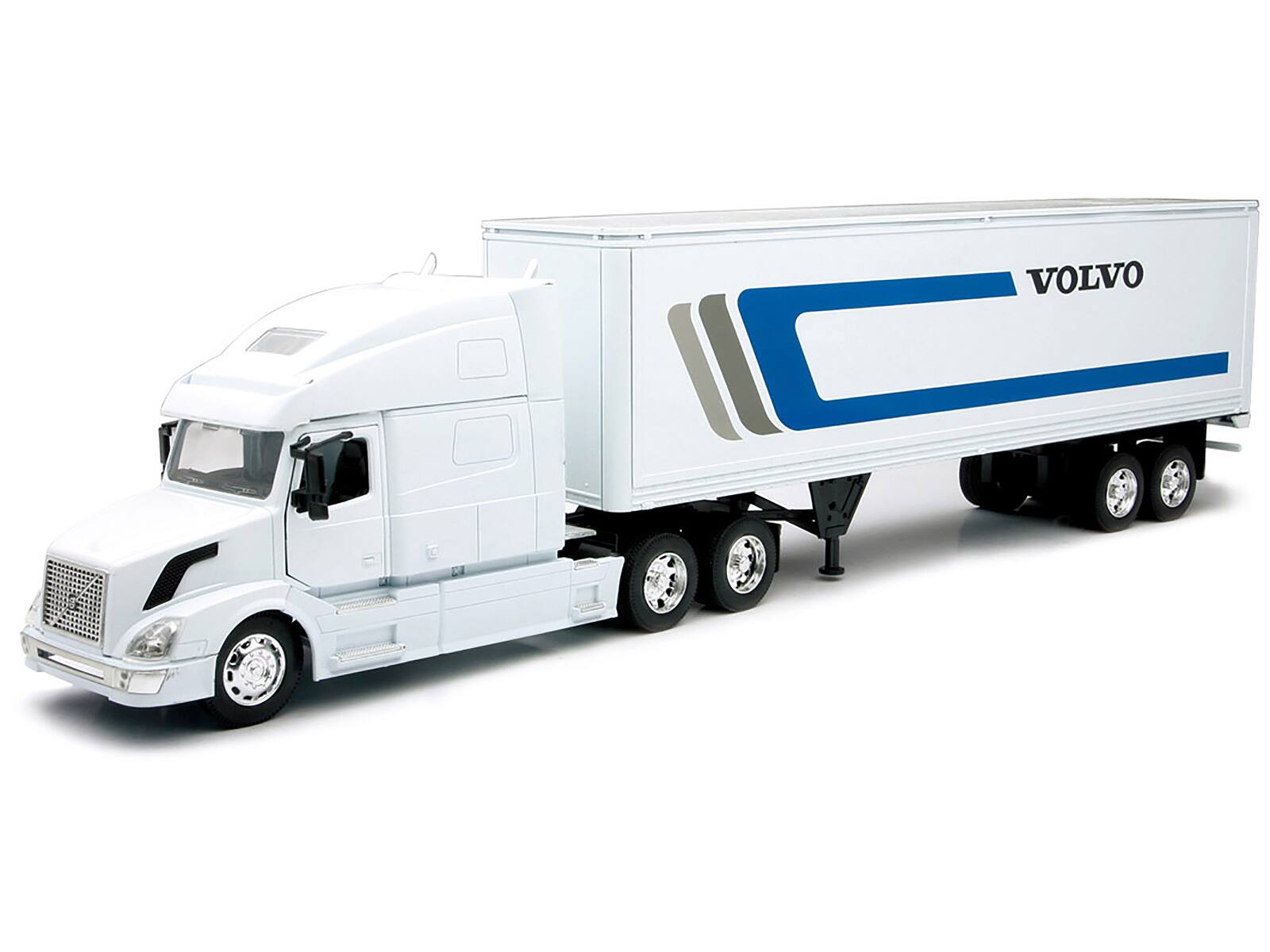 Angle. New Ray - Volvo VN-780 Truck with Dry Van Trailer White "Long Haul Truckers" Series 1/32 Diecast Model by New Ray - White.