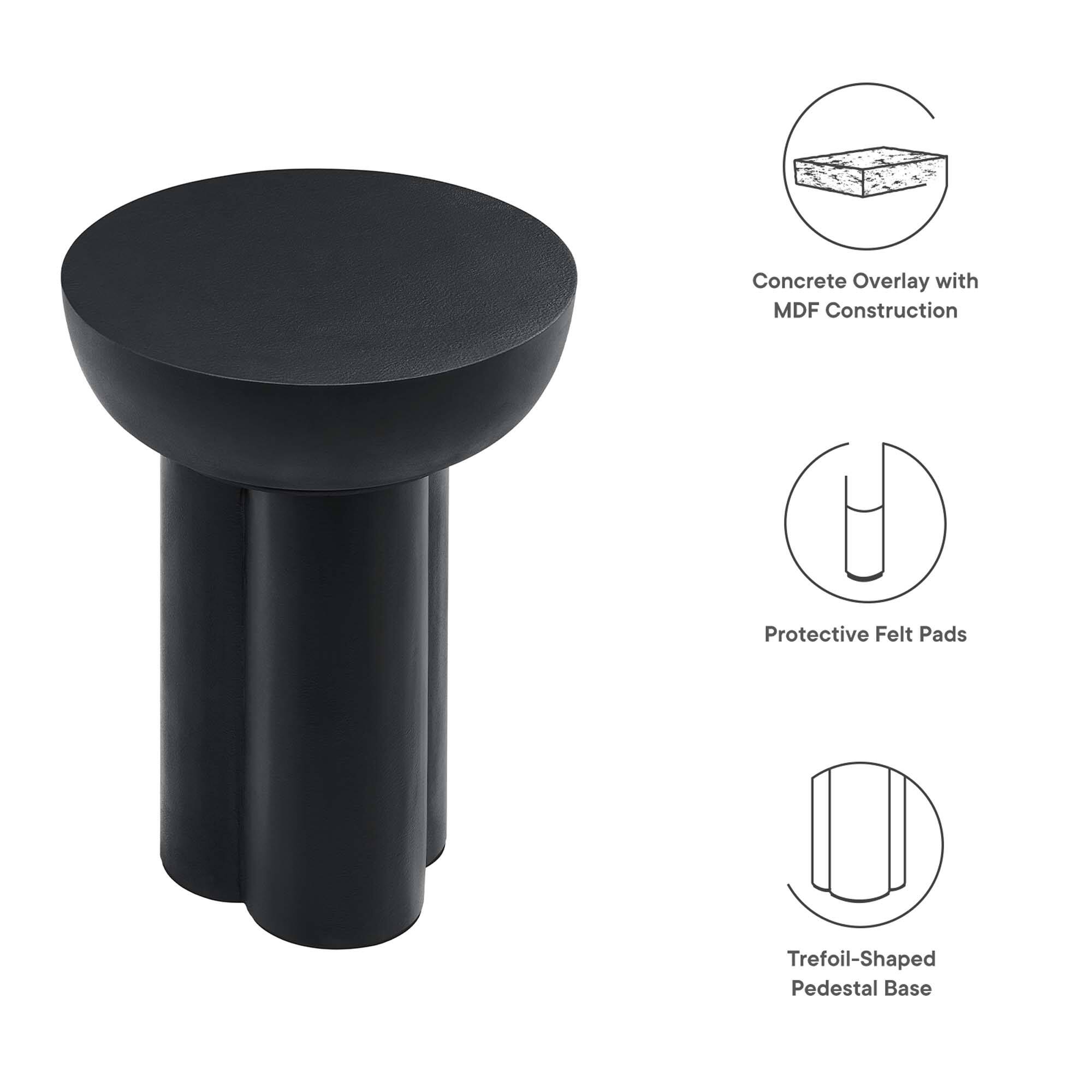 Concrete Overlay with MDF Construction  
Protective Felt Pads  
Trefoil-Shaped Pedestal Base