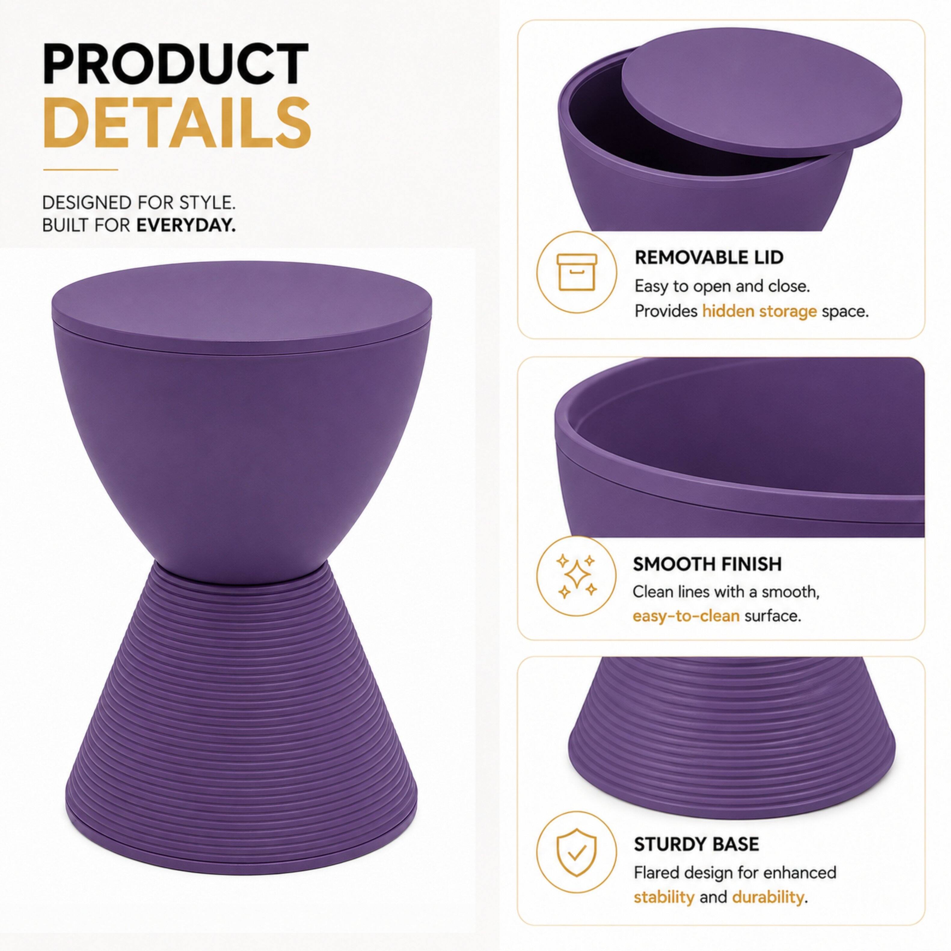 LeisureMod Boyd Modern Round Hourglass Accent Side Table, Drum Storage ...