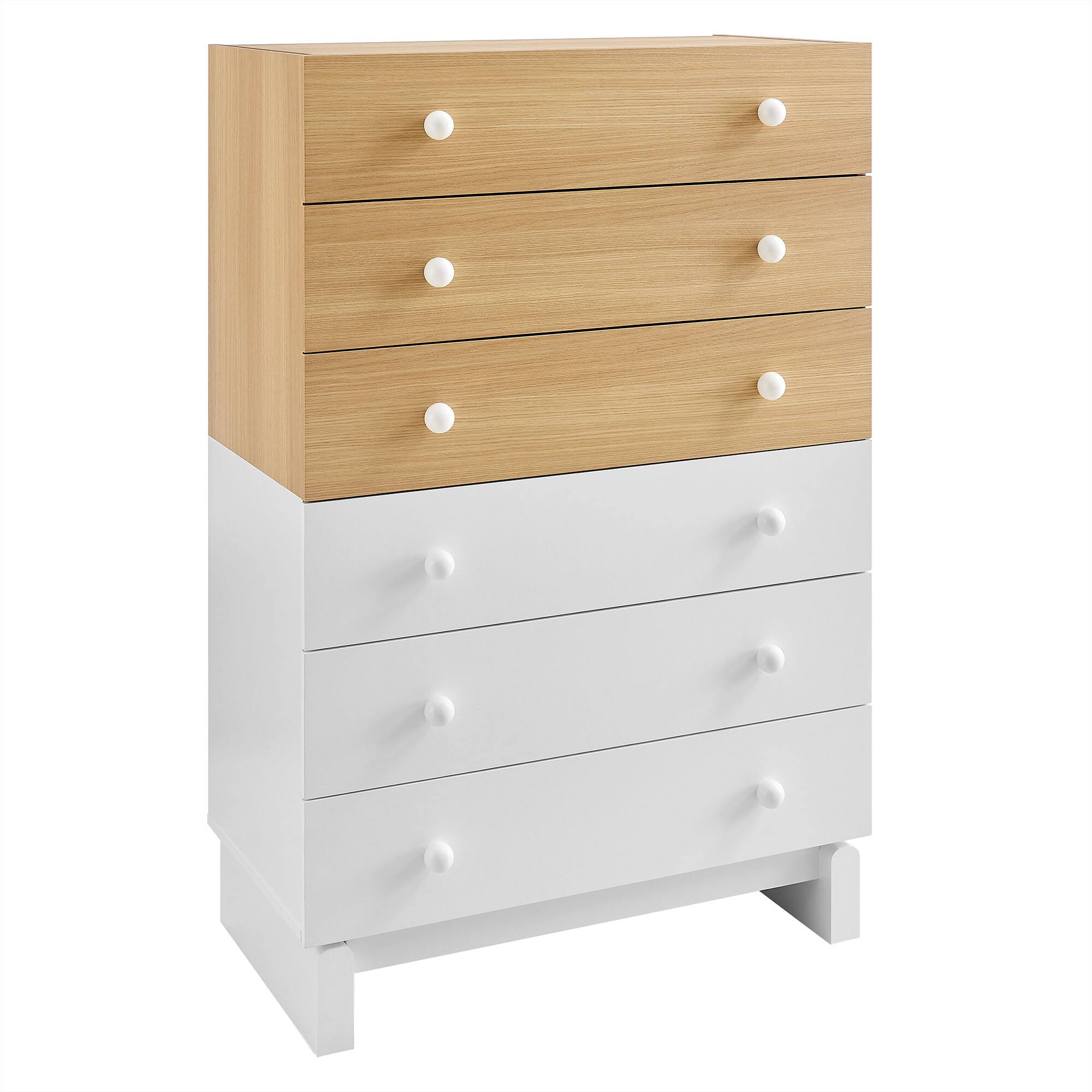 Angle. Modway - Nolia 6-Drawer Color Block Dresser Chest by Modway - Oak White.
