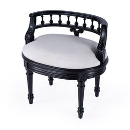 Butler Specialty - Hathaway 22.5 in. W Oval Upholstered and Wood Traditional Vanity Seat - Black
