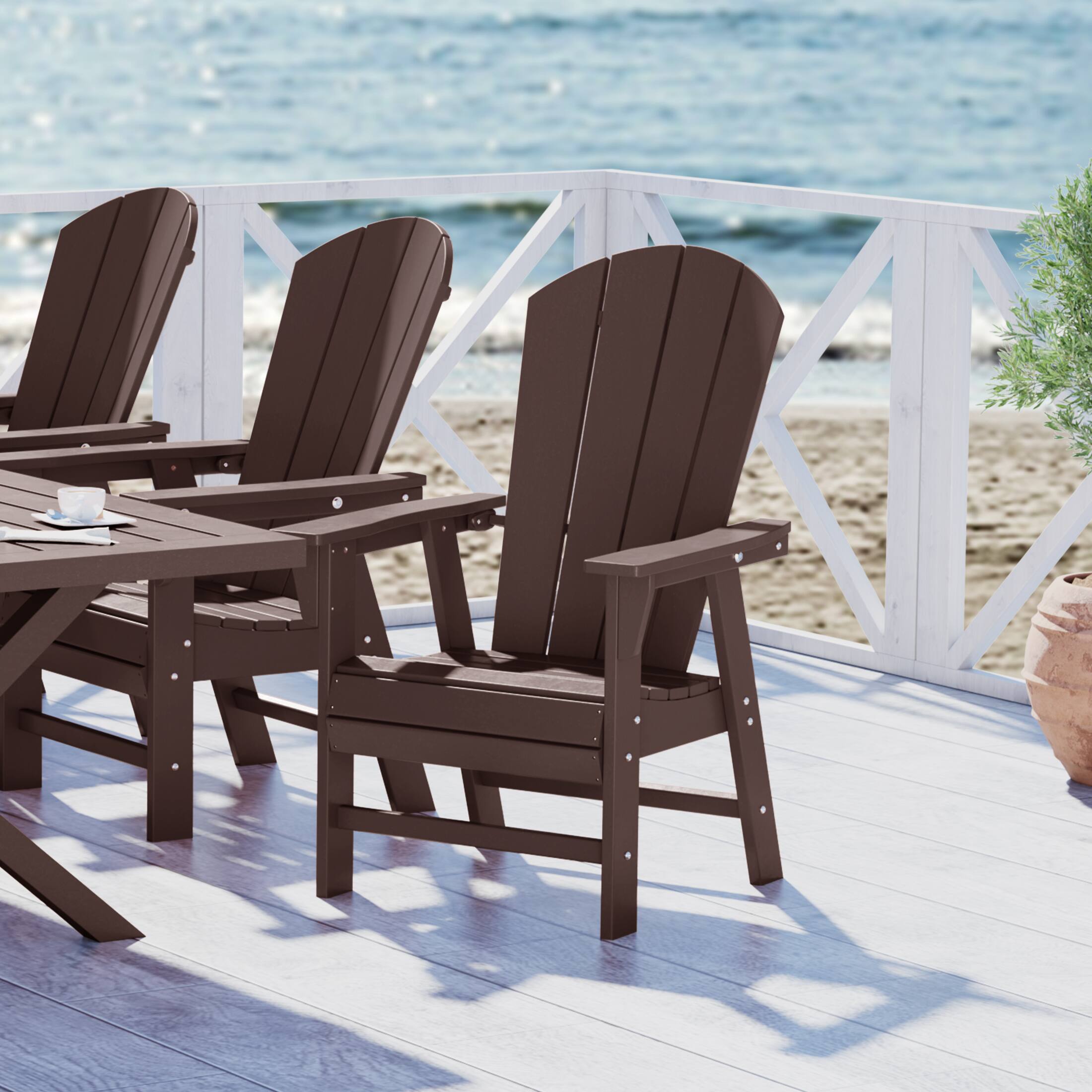 Angle. WestinTrends - WestinTrends Malibu Outdoor Patio HDPE Plastic Adirondack Dining Chair - Dark Brown.