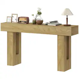 Homcom - Inch Console Table, Sofa Table Behind the Couch with Thickened Tabletop for Living Room, Hallway - Oak