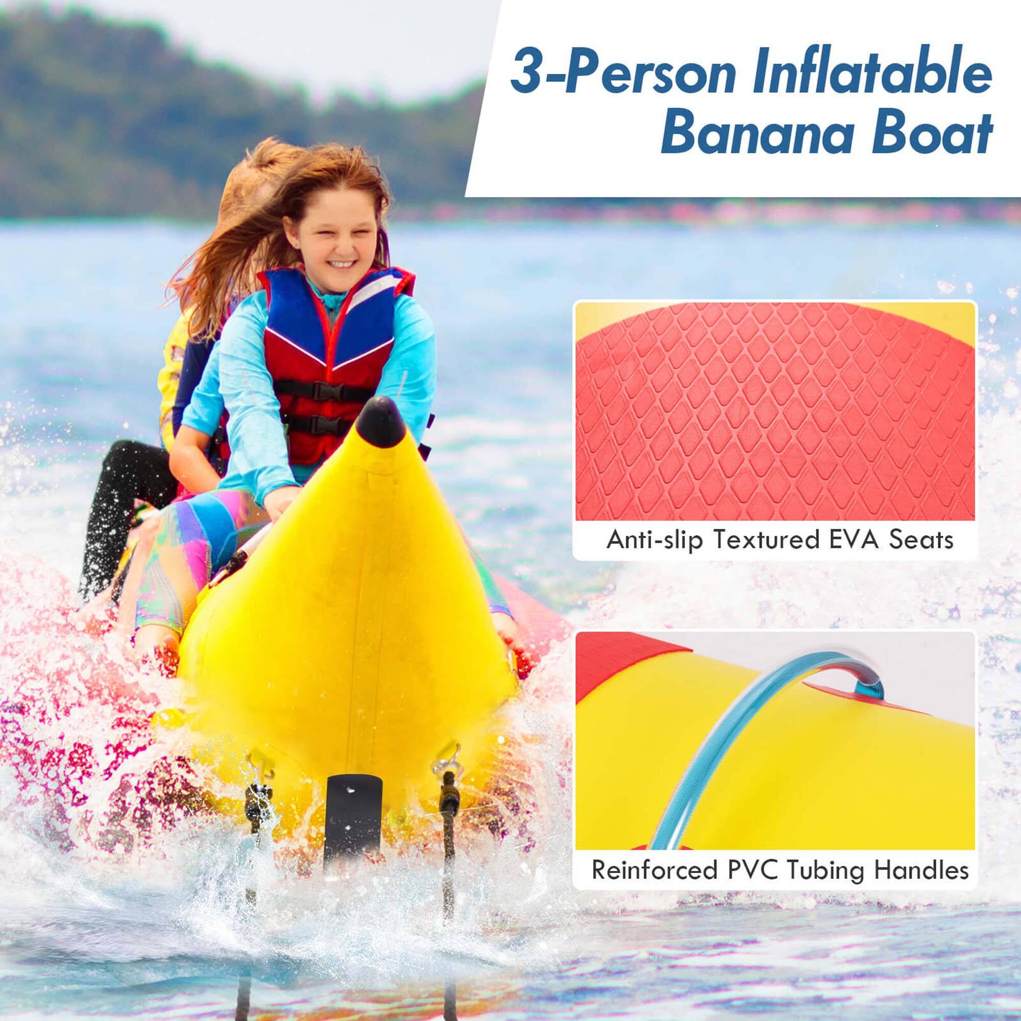 3-Person Inflatable Banana Boat
Anti-slip Textured EVA Seats
Reinforced PVC Tubing Handles