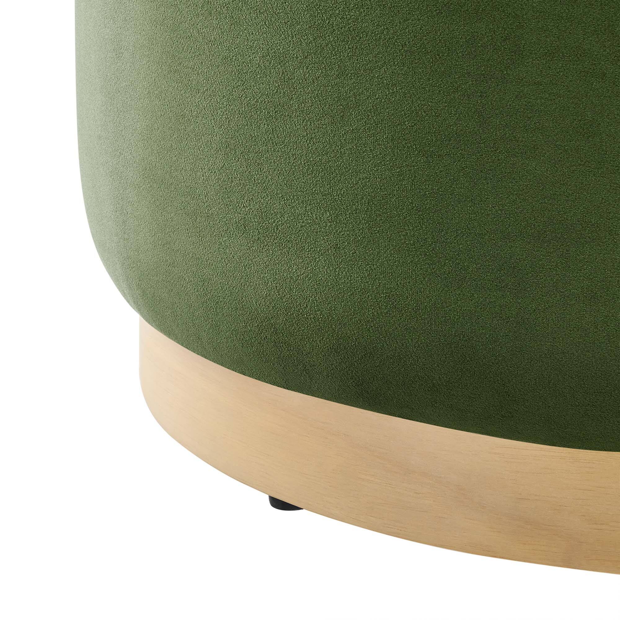Alt View 4. Modway - Tilden Large 23" Round Performance Velvet Upholstered Ottoman by Modway - Moss Green Natural.
