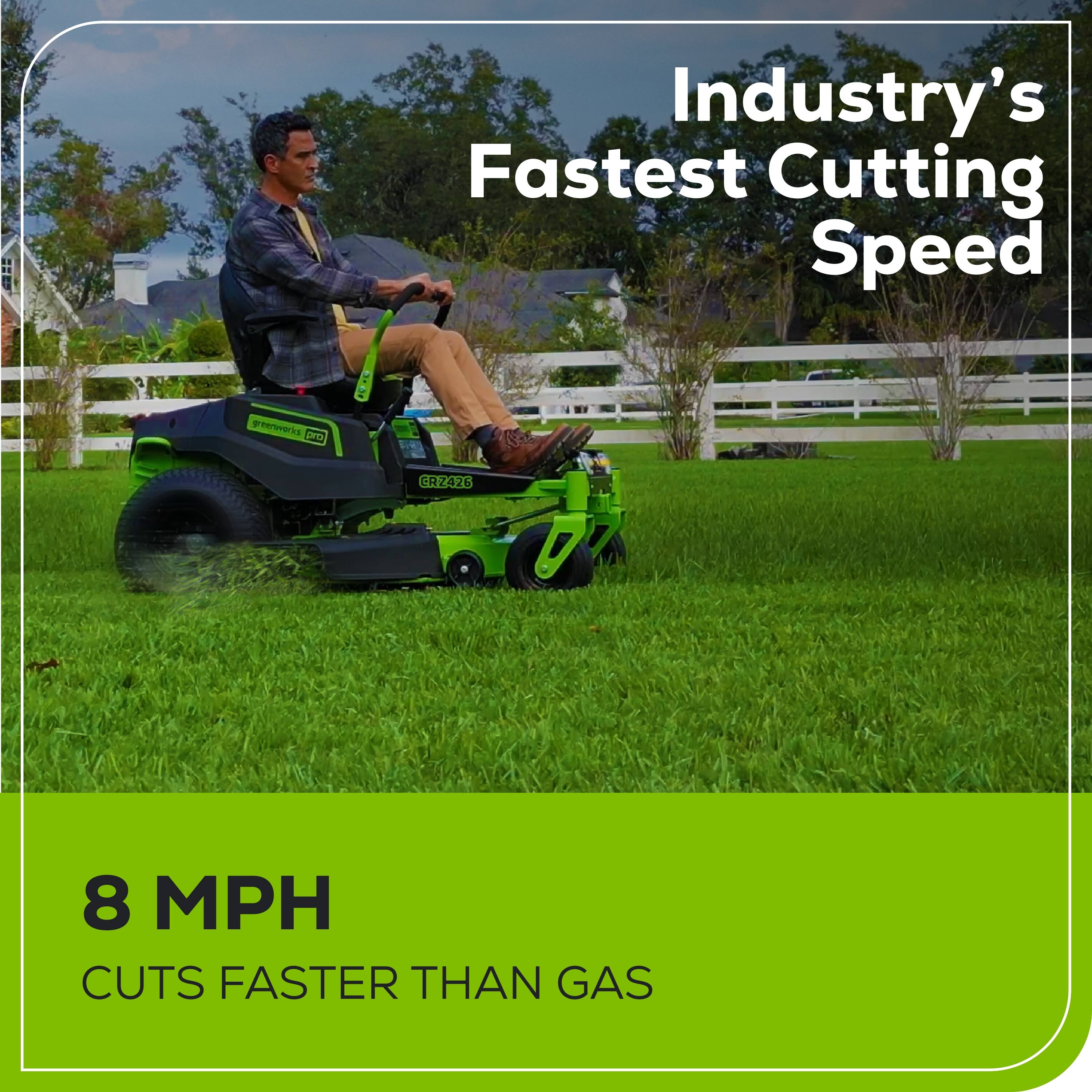 Industry's Fastest Cutting Speed

8 MPH
CUTS FASTER THAN GAS