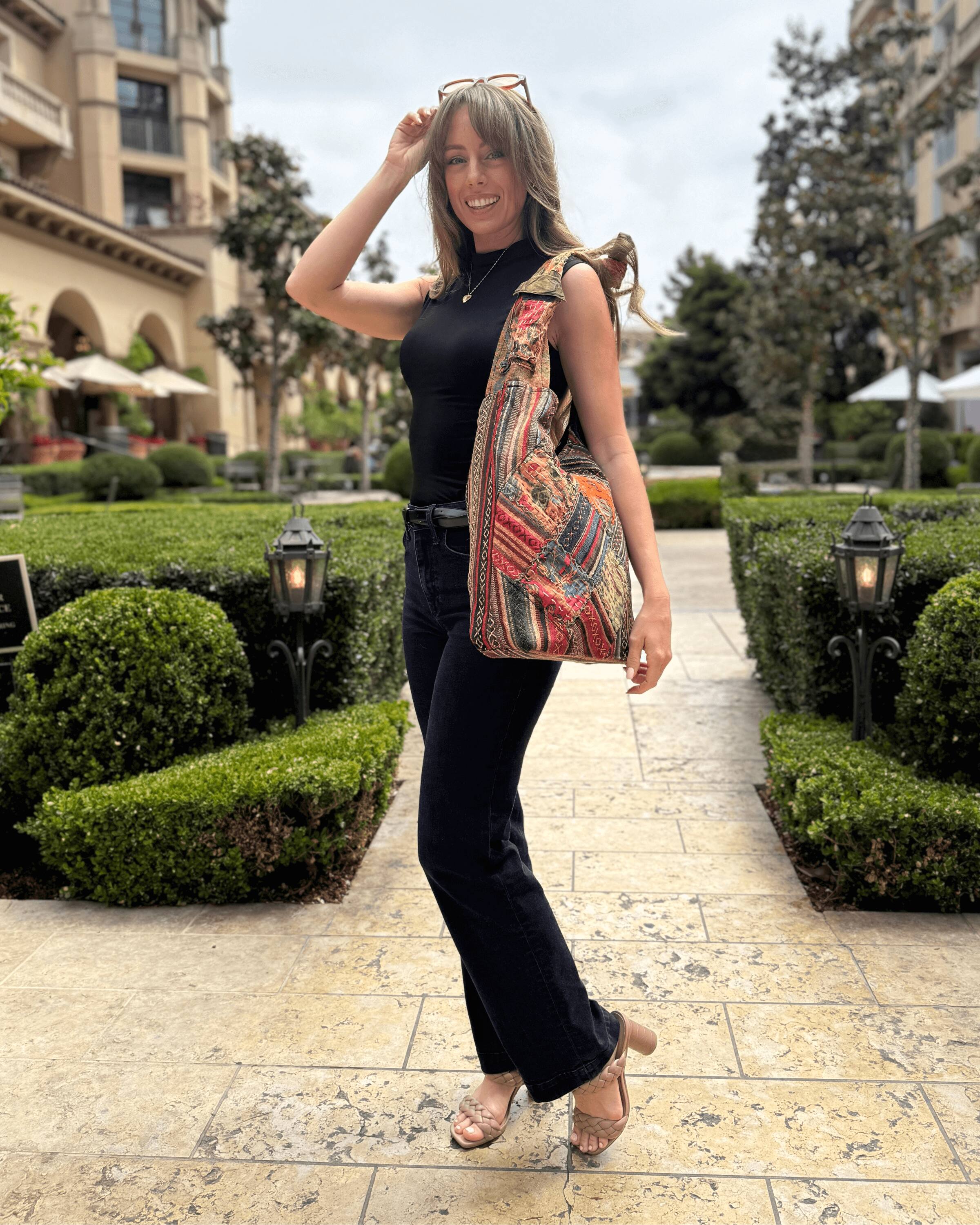 Alt View 4. Kathmandu Collection - Quilted Patchwork Hobo Bag - Quilt Multicolor.