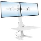 Front. Mount-It! - Electric Sit-Stand Desk Converter with Dual Monitor Mount & Full Motion Adjustability for Ergonomic Workstations, White - White.