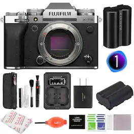Fujifilm - X-T5 Mirrorless Camera (Silver) Bundle with Extra Battery, Charger and Advanced Accessories