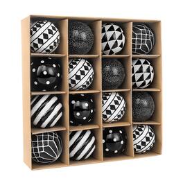 OrnamentallyYou - Black and White Monochrome Christmas Bauble Ornament Set Emo or Gothic Tree Ideas - Multi-colored