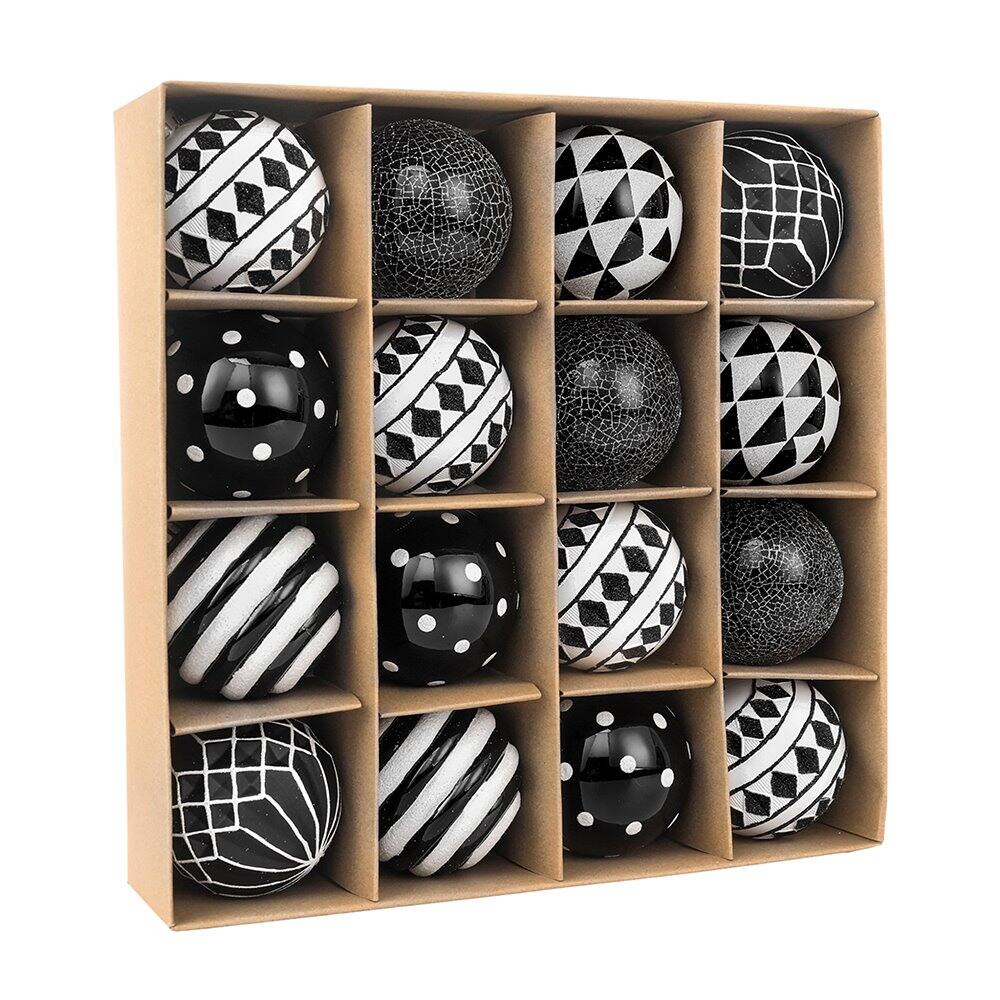 Front. OrnamentallyYou - Black and White Monochrome Christmas Bauble Ornament Set Emo or Gothic Tree Ideas - Multi-colored.