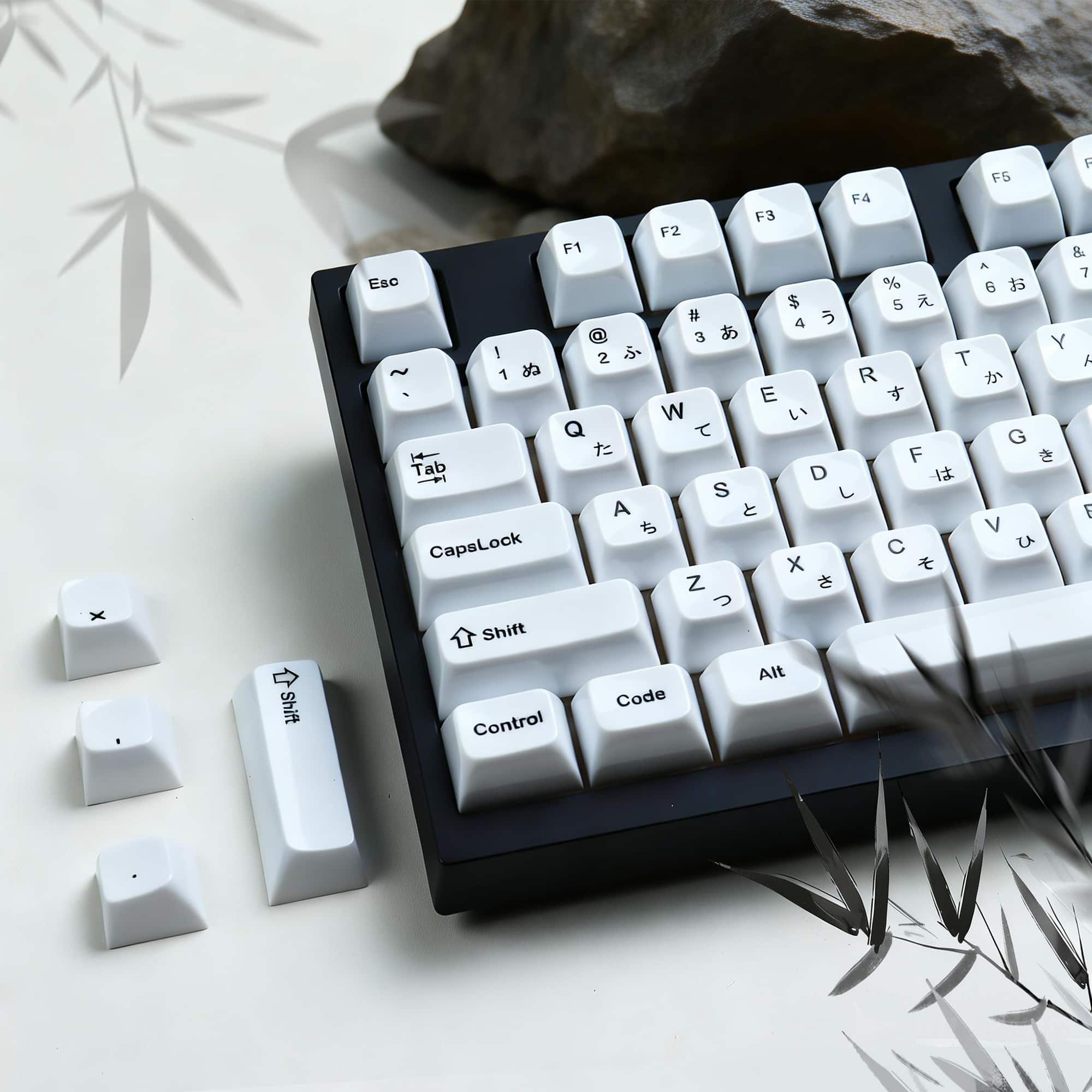 Womier - Keycaps,Ceramic Style PC Glossy Jelly Keycap for Mechanical Keyboard, MDA Profile 115-Key Custom Key caps - White