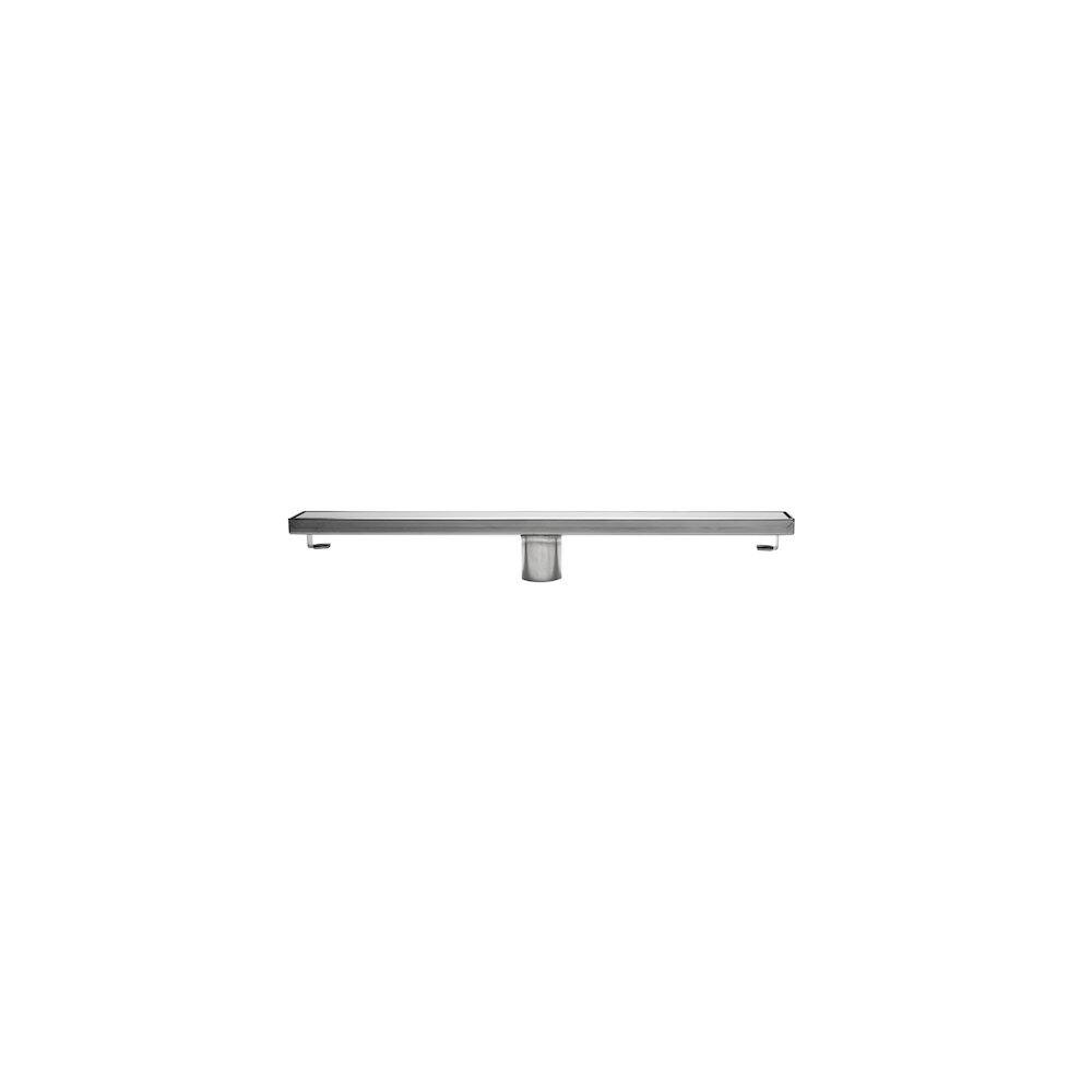 Left. Alfi - 24" Modern Polished Stainless Steel Linear Shower Drain with Solid Cover - Silver.