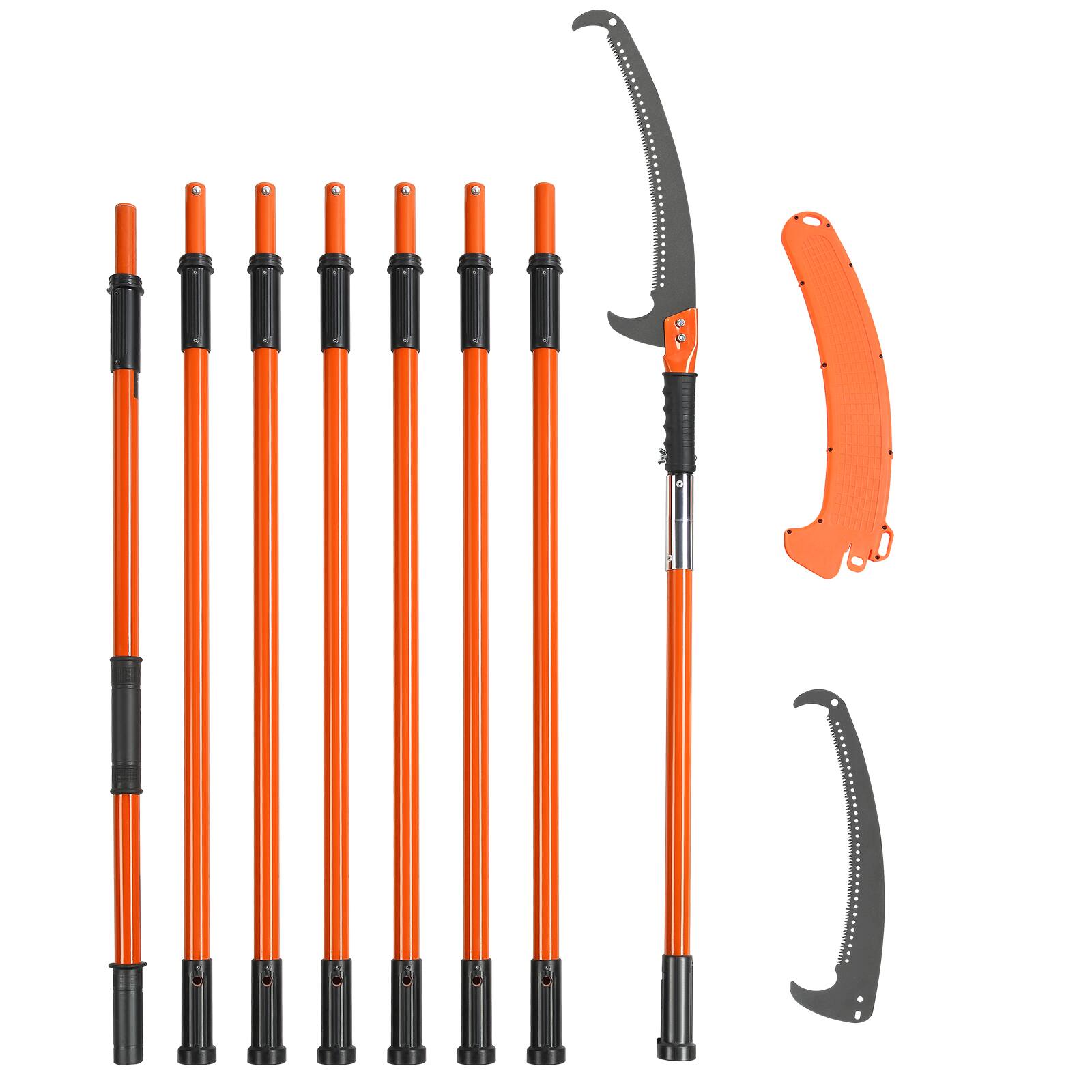 Alt View 5. VEVOR - Manual Pole Saw, 7.3-27 ft Extendable Tree Pruner, Sharp Steel Blade High Branches Trimming, Manual Branch Trimmer - red.