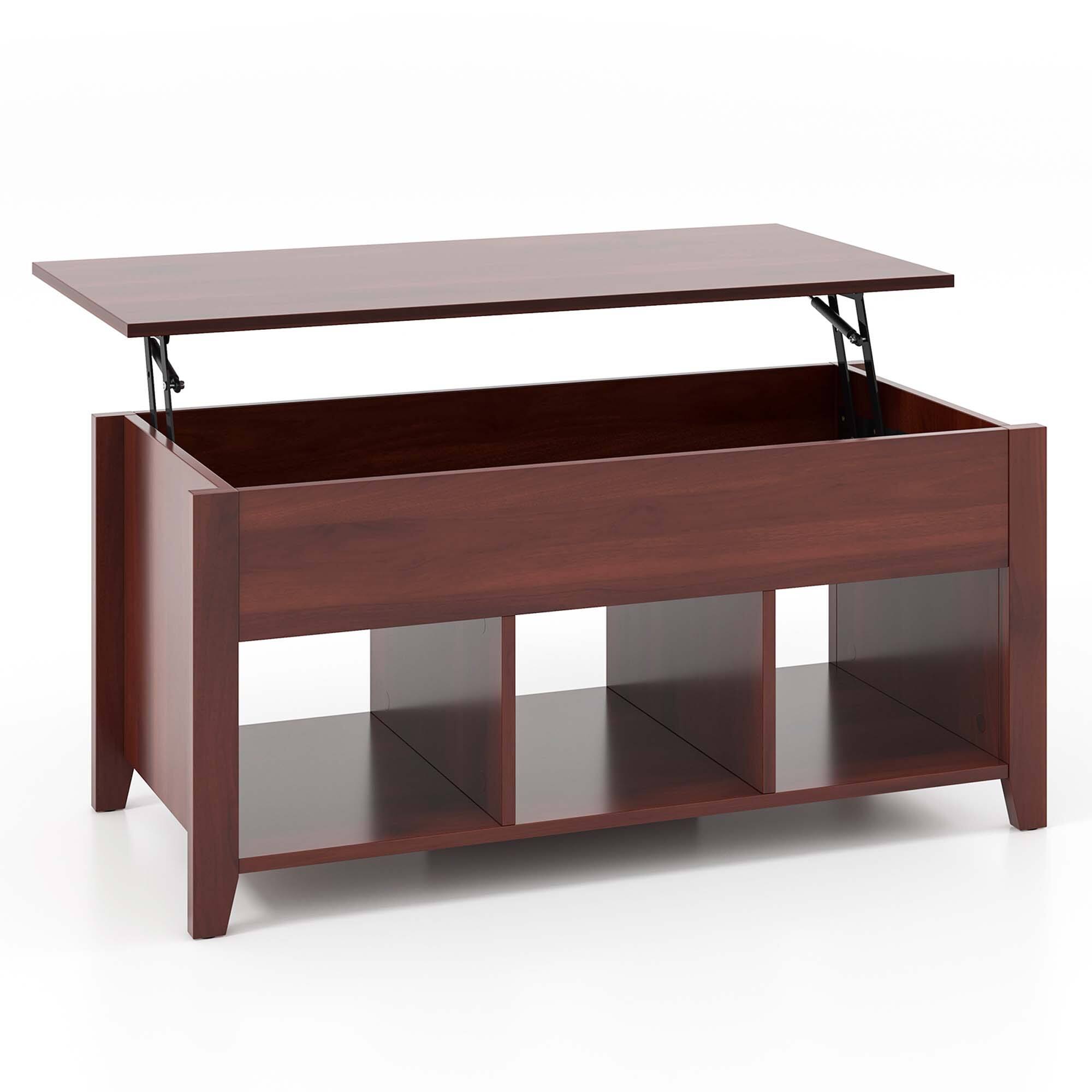 Alt View 17. Costway - Lift Top Coffee Table w/ Hidden Compartment and Storage Shelves Modern Furniture Brown - Brown.