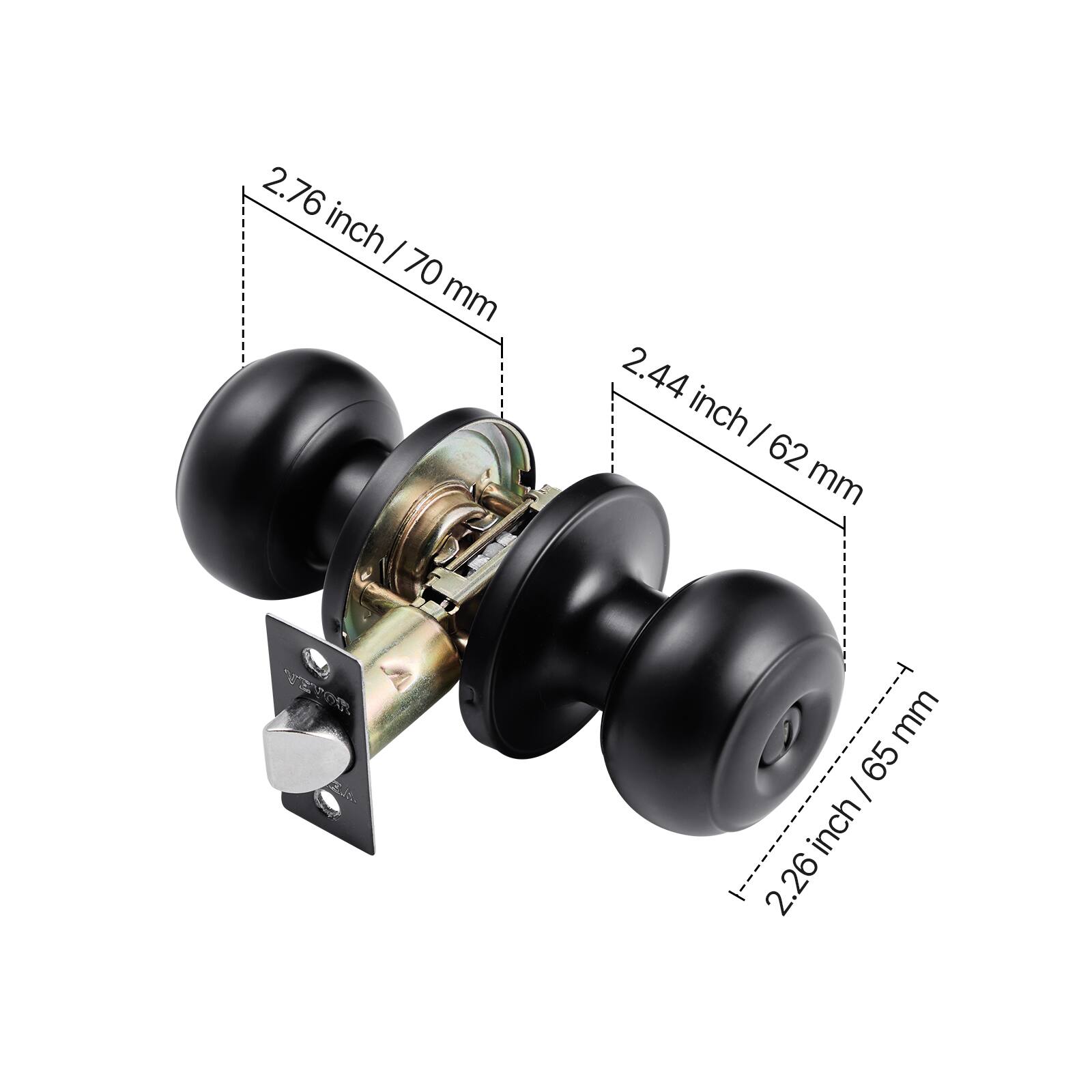 2.76 inch / 70 mm  
2.44 inch / 62 mm  
2.26 inch / 65 mm
