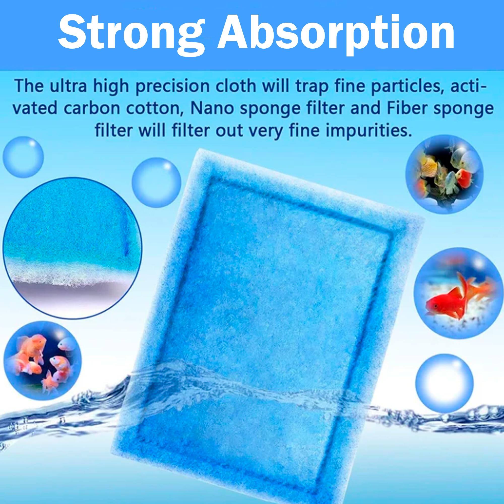 Strong Absorption

The ultra high precision cloth will trap fine particles, activated carbon cotton, Nano sponge filter and Fiber sponge filter will filter out very fine impurities.