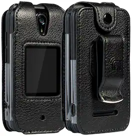 Nakedcellphone - Vegan Leather Case with Belt Clip for Schok Classic 2019 Flip Phone - Black