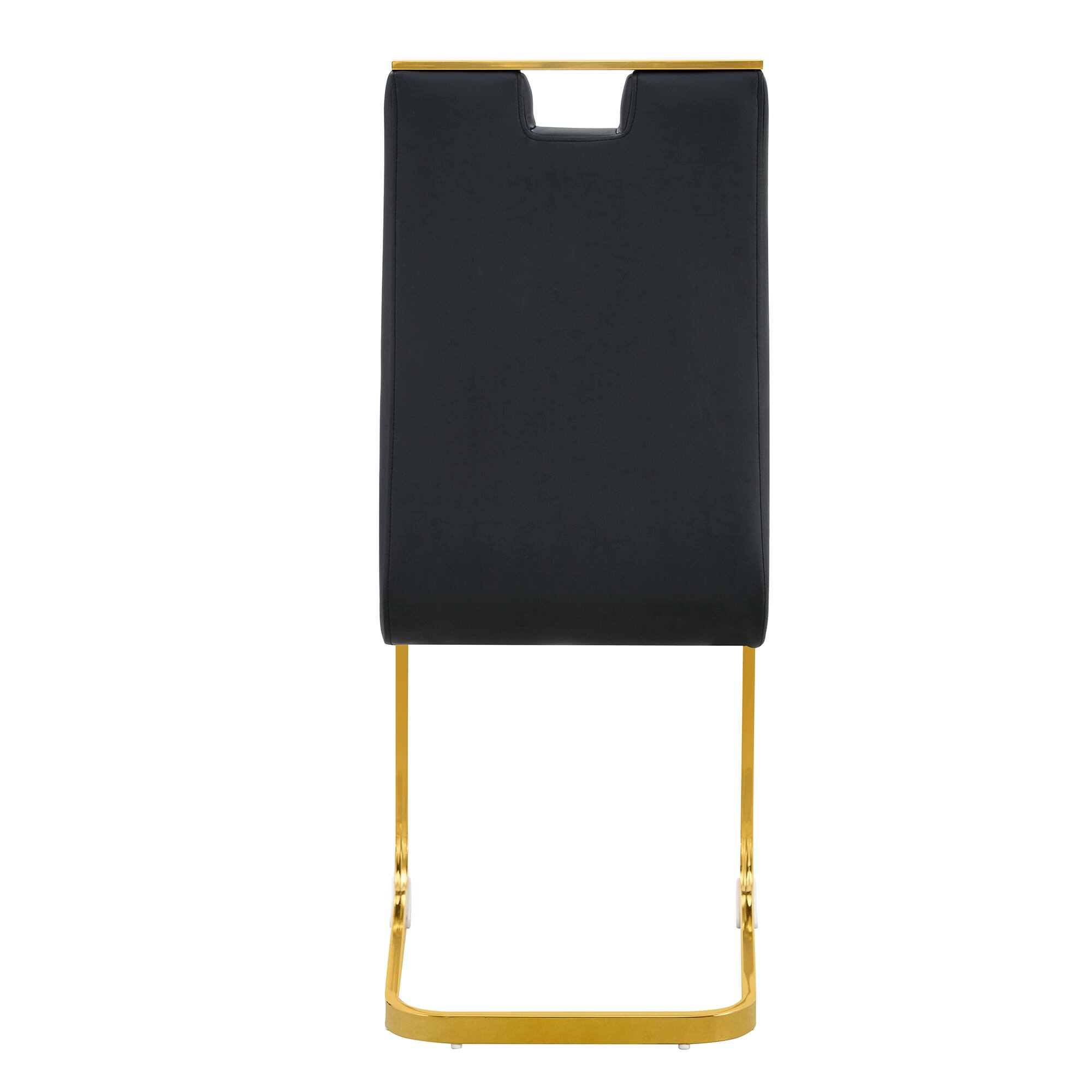 Alt View 6. Loheer - Modern Black Gold PU Leather Cantilever Dining Chairs Set of 2, 1.31x1.71x3.18 ft Kitchen Seating - Black,Gold.