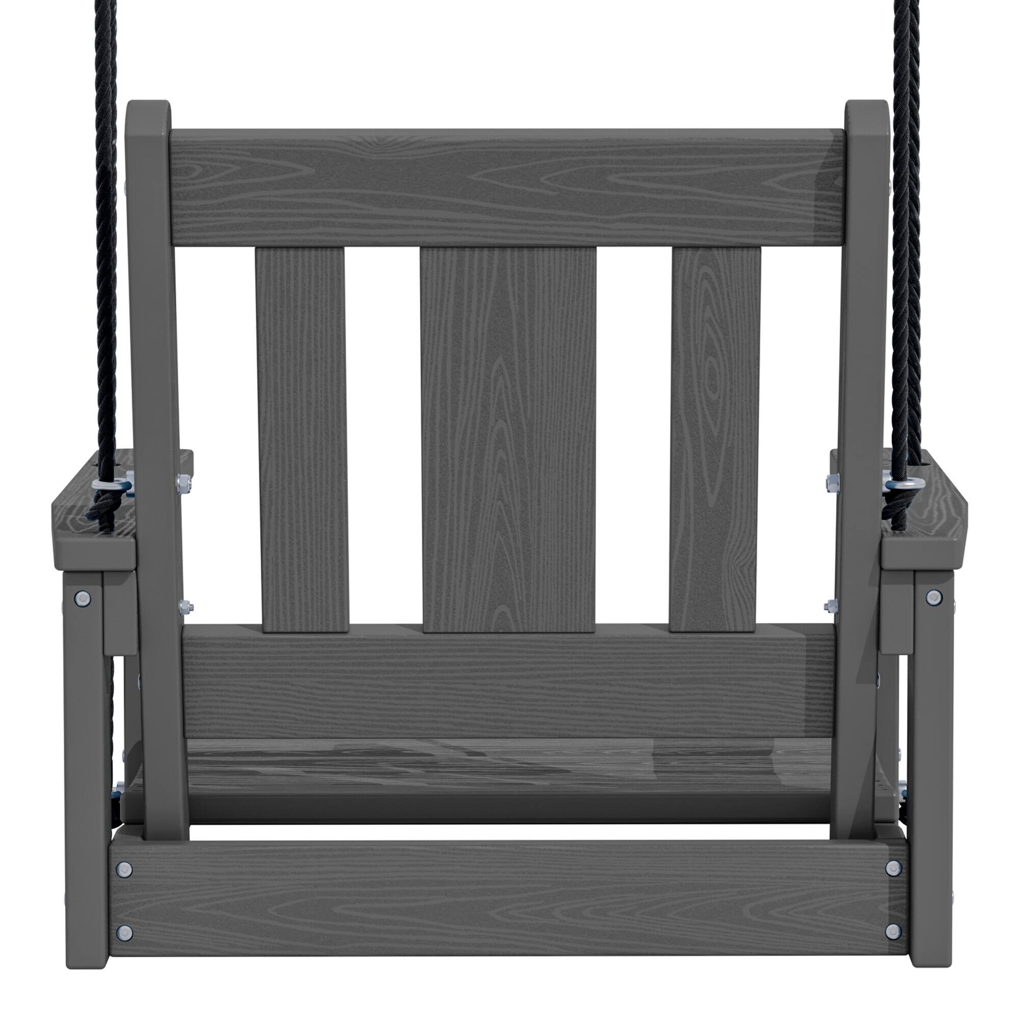 Back. SERWALL - SERWALL HDPE Heavy Duty Single Porch Swing for Patio Garden Yard, Grey - Gray.