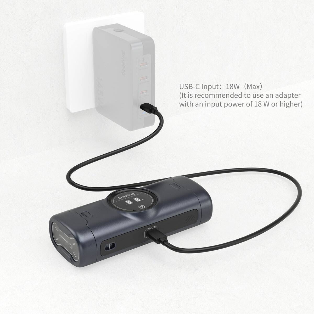 USB-C Input: 18W (Max)  
(It is recommended to use an adapter with an input power of 18 W or higher)