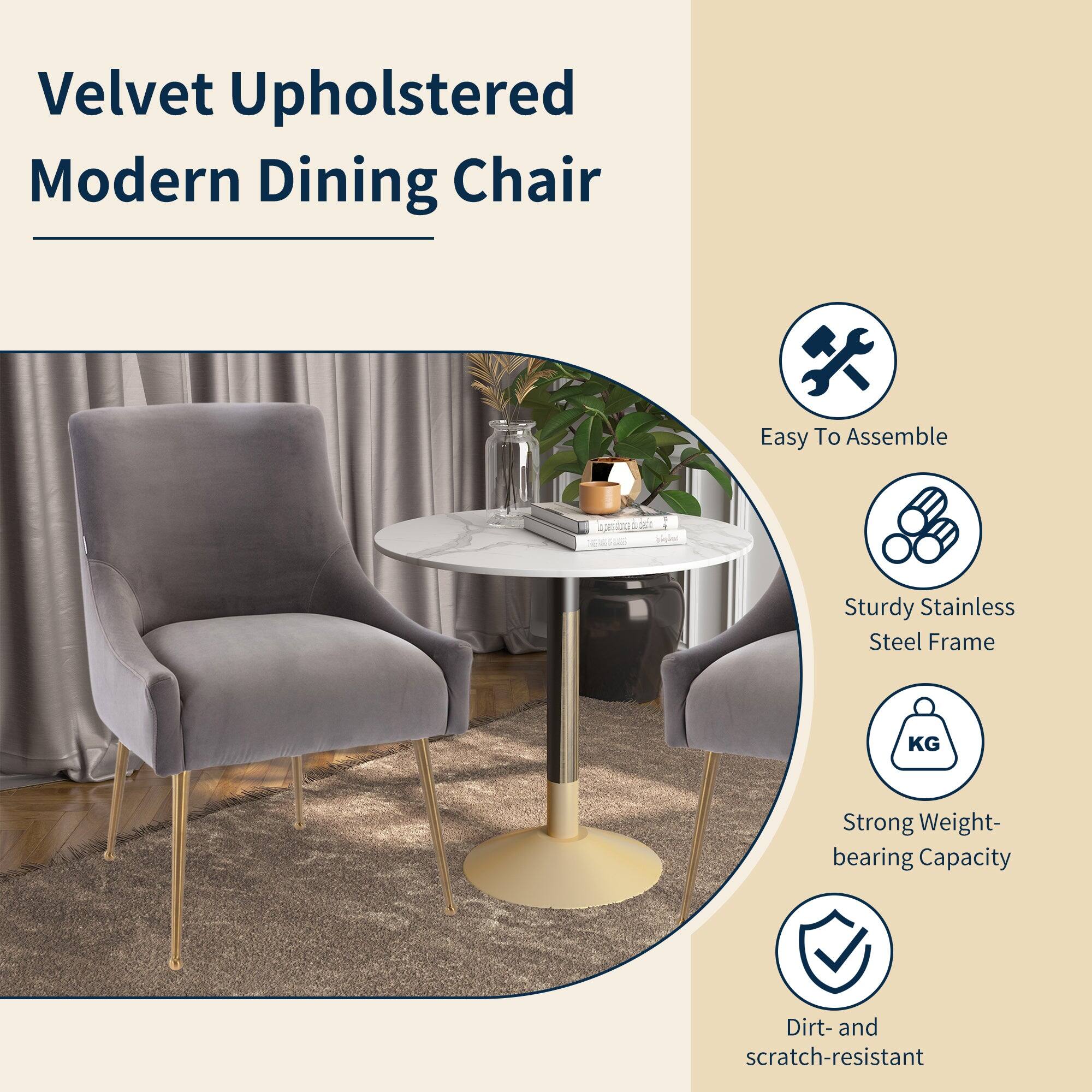 Velvet Upholstered Modern Dining Chair

- Easy To Assemble
- Sturdy Stainless Steel Frame
- Strong Weight-bearing Capacity
- Dirt- and scratch-resistant