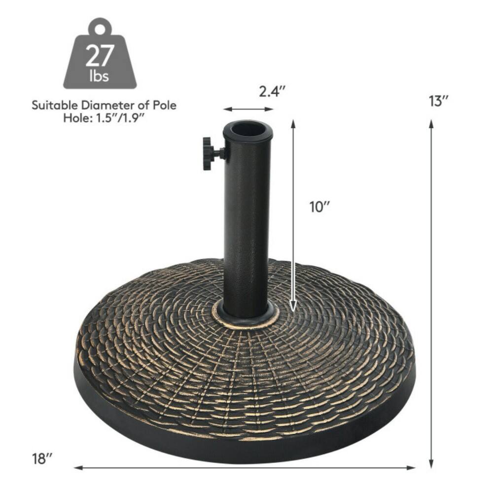 27 lbs  
Suitable Diameter of Pole Hole: 1.5"/1.9"  
2.4"  
13"  
10"  
18"
