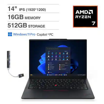 14" IPS (1920*1200)
16GB MEMORY
512GB STORAGE
AMD RYZEN 7
Windows 11 Pro Copilot++PC