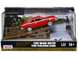 Motormax - 1974 AMC Hornet Stripes James Bond 007 "The Man with the Golden Gun" (1974) Movie with Display 1/64 - Red with White