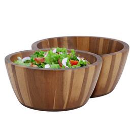 MegaChef - 2 Piece 8.5 Inch Acacia Wood Salad Bowl Set - Brown