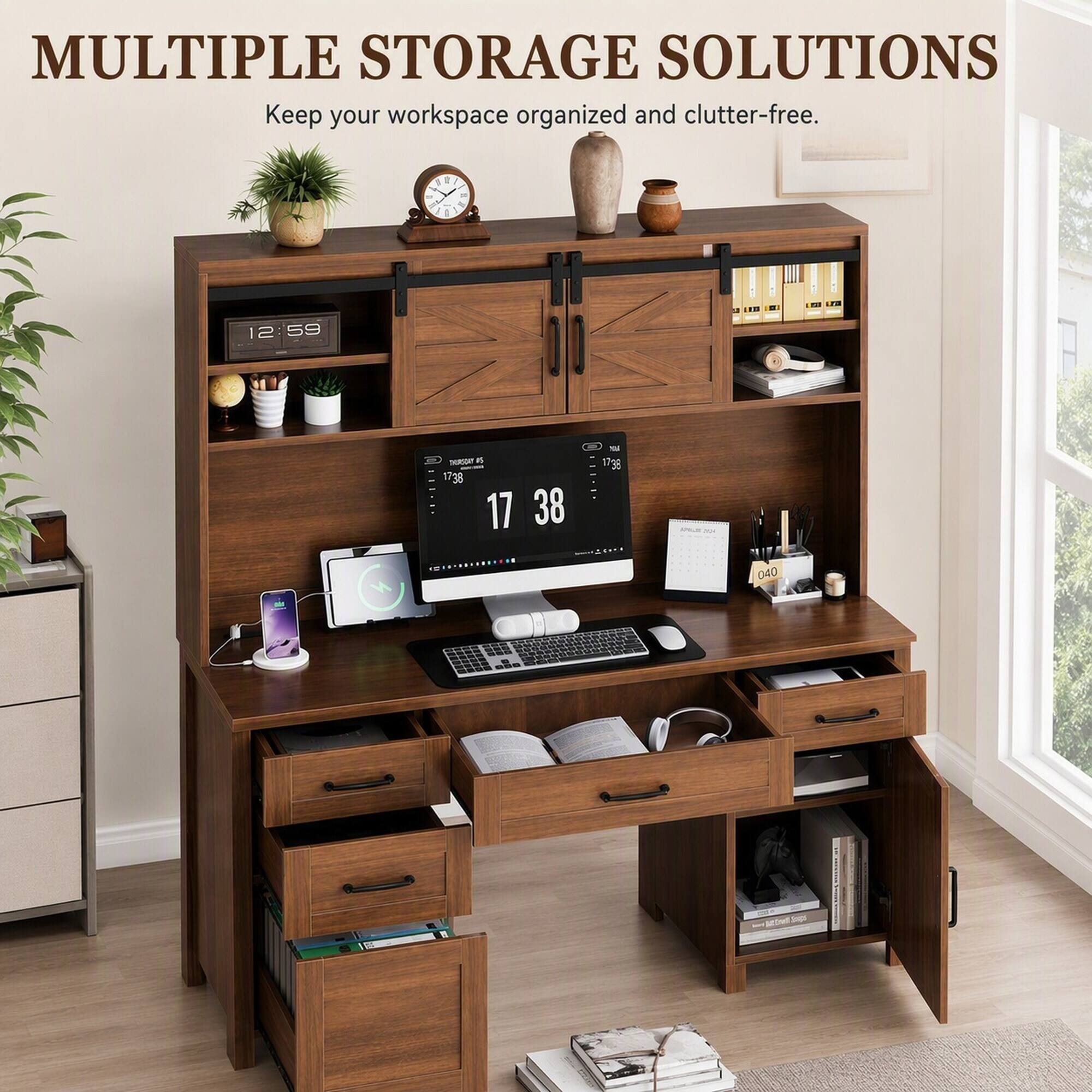 MULTIPLE STORAGE SOLUTIONS  
Keep your workspace organized and clutter-free.
