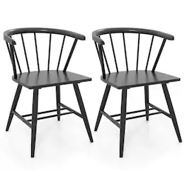 Kadyn - Set of 2 Mid-Century Modern Windsor Style Dining Chairs - Black