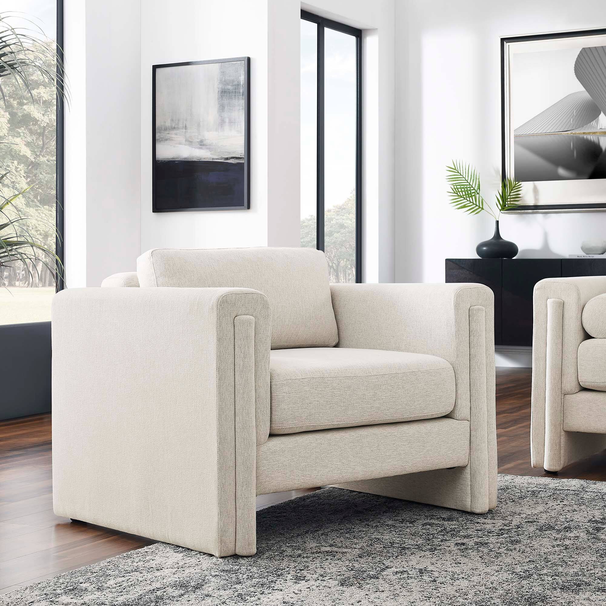 Alt View 4. Modway - Visible Fabric Armchair by Modway - White.