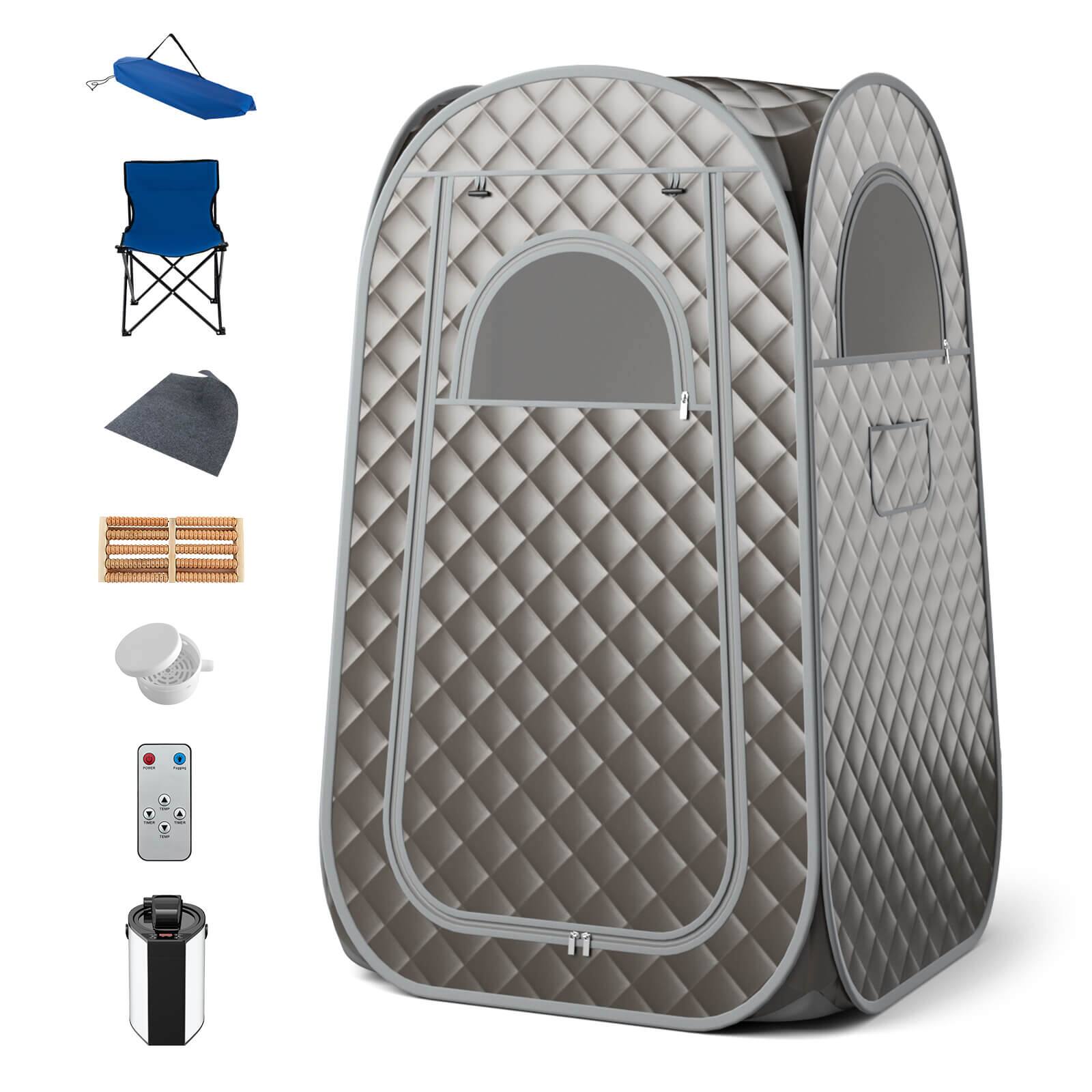 Alt View 17. Costway - Portable Home Sauna Full Body Steam Sauna Tent with 3L Steam Generator - Gray.