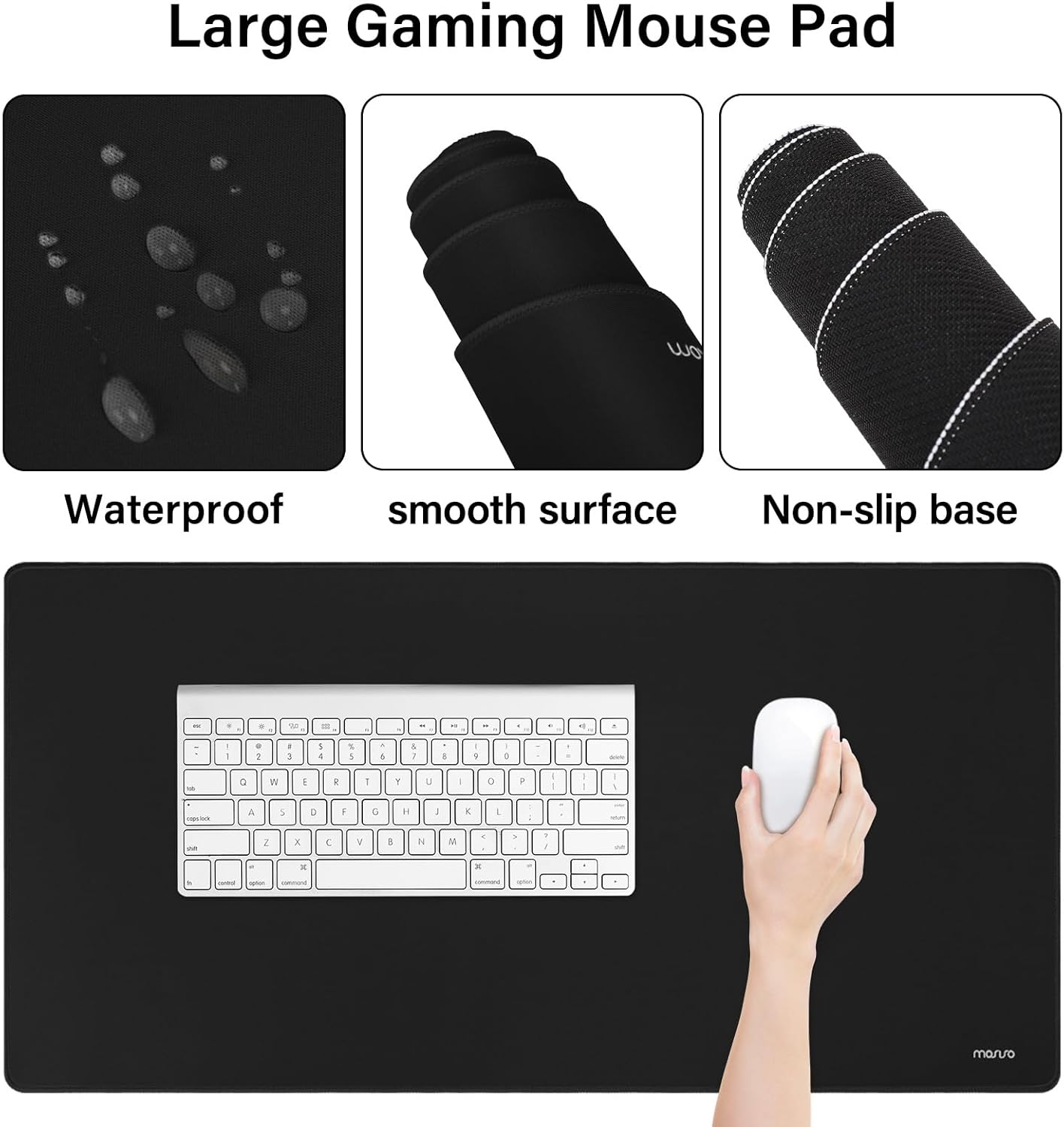 Large Gaming Mouse Pad with Waterproof smooth surface and Non-slip base